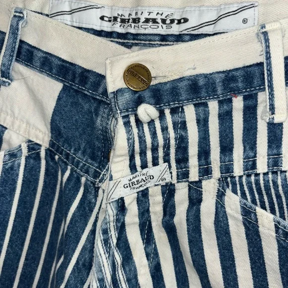 Vintage Marithe Francois Girbaud Blue and White Striped Jean Shorts - Picture 2 of 5